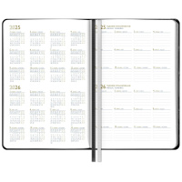 Ежедневник дат. 2025г А4 120л., мягк. переп., кожзам "Шеврет глосс черный"