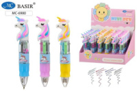 Ручка шар. многоцв. 4-х цветная, мини "Единорог" 0,5мм