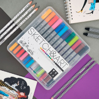 Набор маркеров для скетчинга  12цв. кистевидн./линер Sketch and Art. двусторон., 0,4-3мм