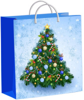 Пакет 26*24см (140мк) с пластиковой ручкой "Праздничная елка" Ламинат