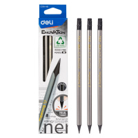 Карандаш Deli НB Enovation трехгранный, ластик, пласт.корп. ассорти