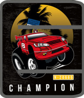 Папка д/труда А4 (325*230*25) 1отд. откид. планка, молния вокруг, пластик "Красный джип"