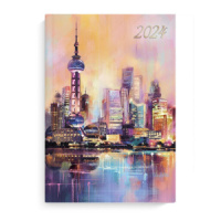 Ежедневник дат. 2024г А5 160л., 7БЦ "Город" мат.лам., тисн.фольгой