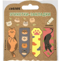 Закладки с липким краем (55*20мм)  20л., Cats" ,пластиковые фигурные