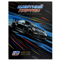 Картон цв. А4 10цв. 10л. (зол.+сер.) мелов., одностор., пл.200 гр/м2 "Электрик драйв"