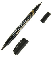 Маркер перманентный двухсторонний  0,5мм и 1мм , чёрный