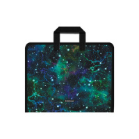 Папка А4 (330*251*30) с ручками, молния, пластик "Emerald Stardust"