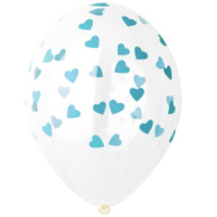 Шар с рисунком 14" "Сердца" бирюзов, кристалл
