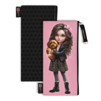 Пенал-косметичка (195*90) молния, микрофибра "Брюнетка с собачкой"