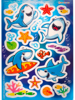 Наклейки детские светящиейся 19,5*29,5см "Акулы"
