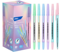 Ручка шар. Deli P1-Macaron  синяя, 0,7мм, корпус ассорти