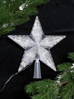 Макушка на ёлку "Звёздочка"  20см, 10 LED, 2 режима, теплый желтый свет, на батарейках