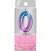 Свеча-цифра "0" Degrade  6 см, метал.цвет+напыление серебрян.точками