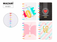 Блокнот А6 пласт.обл., на кольцах  80л "Love" кл., 4 диз.