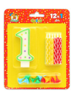Свечи для торта "1 год" 12шт с узором и подставками