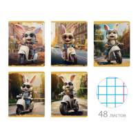 Тетрадь А5 48л кл. Альт "Пушистый байкер" УФ-лак, бел.100%