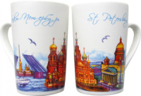 Кружка сувенирная 300 мл  "Санкт-Петербург" фарфор, матовая, цв. рисунок