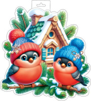 Плакат фигурный 38*41см  "Снегири"