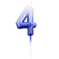 Свеча-цифра "4" Омбре голуб/синий, 6см.
