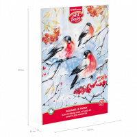 Альбом для акварели А4 10 л "Снегири", пл. 170 г/м, склейка