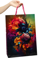 Пакет подар. бумажн. 32*44*10 см, 210гр/м2  Цветочная абстракция