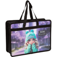 Папка А4 (335*260*100) с ручками, молния, пластик" Paris Girl"