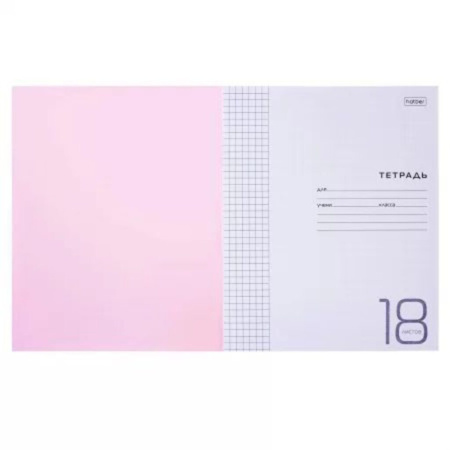 Тетрадь А5 18л  кл. Hatber  пласт.обл. "Розовая" белизна 98%