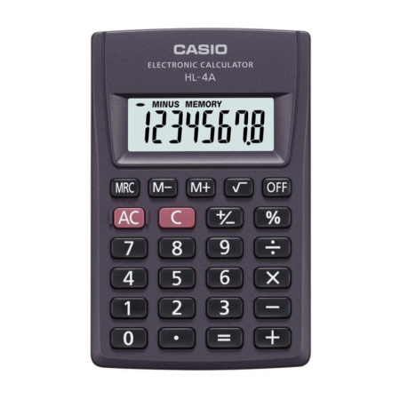 Калькулятор   8 разр. CASIO HL-4A карманный, чёрный
