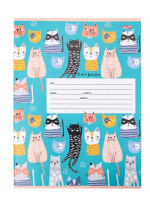 Тетрадь А5 12л косая лин. Проф-Пресс "Множественные котики" 5 диз.в спайке, белизна 92%