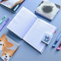 Блокнот А6 7БЦ  80л "Псы милашки" клетка, глянц.лам.