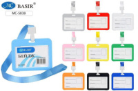 Бейдж 85*54 мм горизонтальный, зажим с лентой, 10 цветов