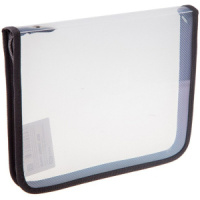 Папка для тетрадей А5 1отд. на молнии вокруг Офис б/цв Чёрная