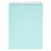 Блокнот А6 пласт.обл.  80л "Canvas. Бирюза" гребень корот. стор., кл.