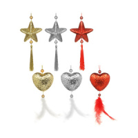 Подвесное украшение 14см "Зведочка/сердеыко" с кисточкой, пластик, 3 дизайна
