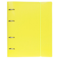 Тетрадь А5 120л кл. на кольцах Hatber "Line neon. Желтая" пластиковая обложка на резинке