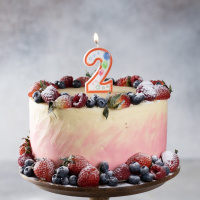 Свеча-цифра "2" Шары 7,6см.