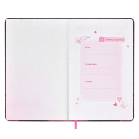 Дневник для девочек А6+  96л., кожзам. тв.обл. "Принцессы. Девушка с пандой" ляссе, брелок