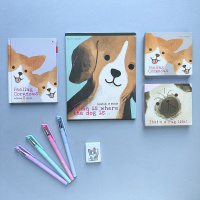 Блокнот А6 7БЦ  80л "Псы милашки" клетка, глянц.лам.