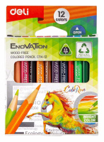 Карандаши цвет. 12цв Deli  Enovation трехгранные, пластиковые, мини
