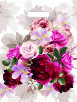 Пакет с вырубной усил. ручкой 31х40 (60мк) Пионы на бежевом