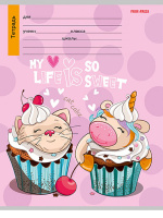 Тетрадь А5 12л косая лин. с доп.горизонт.лин. Проф-Пресс "Микс" 5диз.в сп.,белизна 100%