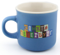 Кружка сувенирная 100мл "Санкт-Петербург" фарфор, синяя