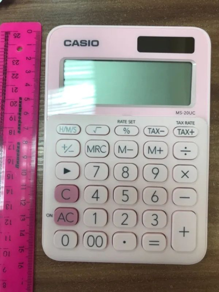 Калькулятор 12 разр.  CASIO MS-20UC-PK-S-UC настольный, розовый