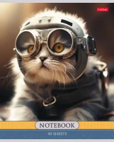 Тетрадь А5 48л кл. Hatber "Котики-артисты" 5диз.в спайке, белизна 100%