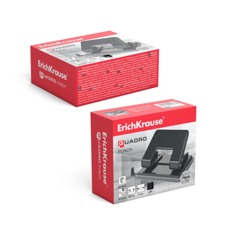 Дырокол EK Quadro 20 лист, металл, ассорти
