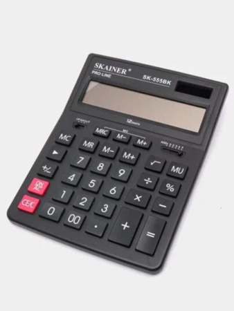 Калькулятор 12 разр. Skainer  настольный двойное питание черный (аналог Casio GR-12 )