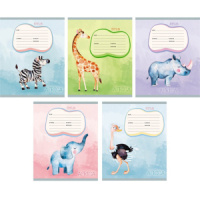 Тетрадь А5 24л лин.      "Акварельные животные", выб.лак.