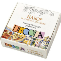 Краски акрил по стеклу и керамике Декола: краски 5*20мл, контуры в тубах 2*18мл, разбавитель