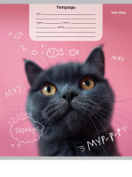 Тетрадь А5 12л косая лин. Проф-Пресс "Портретные фото котов - 1" 5диз.в сп.,бел.100%