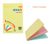 Бумага с липким краем (101*150мм) 90л., 3 цв., ПАСТЕЛЬ, линейка